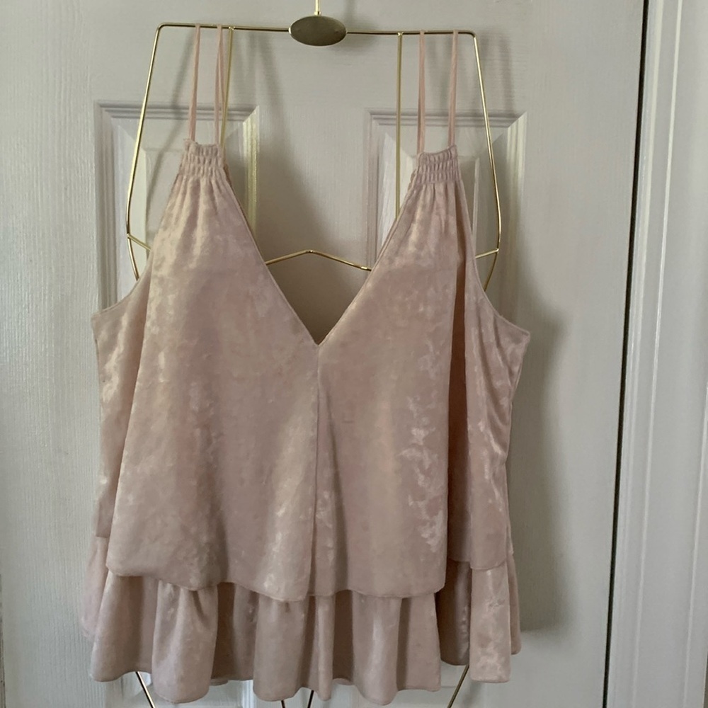 aerie Pale Pink Velour Blouse Size M. #108